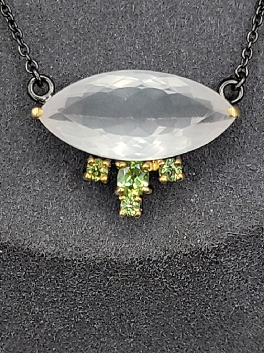 10ct Rose Quartz Peridot Sterling Silver Pendant Necklace 20" 925 Chain Stunning - Picture 4 of 16